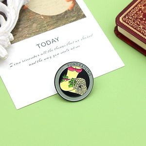 Retro Round Alloy Enamel Brooch Pin With Fundraising Letter Bikini Fishnet Stockings Dollar Pattern Fashion Badge Jewelry