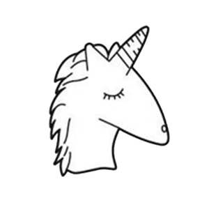 Broche licorne minimaliste en émail avec lignes noires et accessoire étoile créative