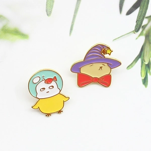 Cartoon Animal Enamel Pin Set Cute Wizard Cat Space Chicken Alloy Brooches Badge For Backpack Clothing Decor Unisex Jewelry Gift