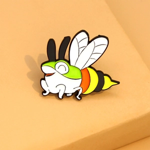 Cartoon frog bee enamel pin creative animal brooch for trendy clothing accessories