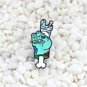 Épingle en Émail Main de Zombie Geste V Alliage Émail Crâne Os Bandage Broche pour Halloween Fête Streetwear Unisexe Bijoux Badge