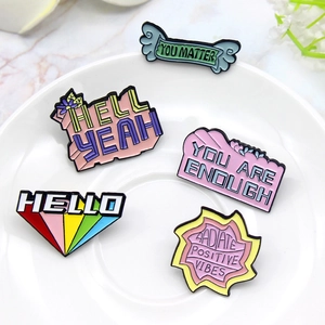Inspirational Enamel Pins Alloy Drip Oil Brooch Badge For Clothes Bag YOU MATTER HELL YEAH Rainbow Letter Pins Fashion Jewelry