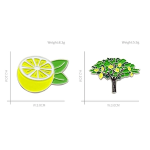 Cartoon lemon enamel brooch set with yellow fruit and green leaf design for clothing