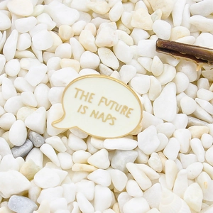 Modern Alloy Enamel Brooch THE FUTURE IS NAPS Dialogue Bubble Shape Badge White Gold Edge Pins For Bags Jackets Unisex