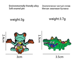 Tableau des tailles pour épingles en émail de grenouille et crocodile en alliage