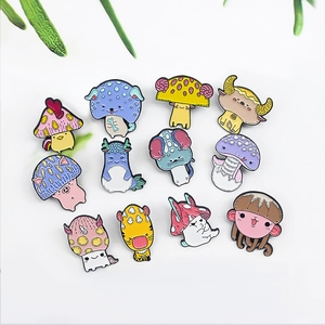 Broche Émail Champignon Animal Alliage Dessin Animé Cochon Chat Chien Vache Dragon Lapin Tigre Broche Pour Vêtements Sacs Bijoux Femme Enfant