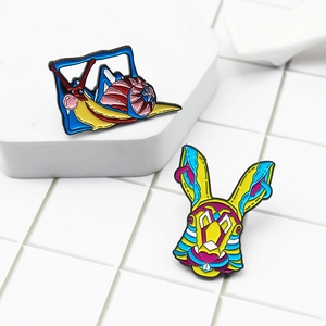 Colorful bunny and snail enamel pins set made of high-quality alloy for trendy outfits