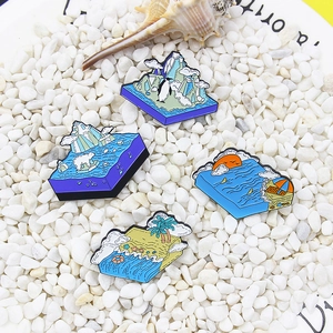 Spilla in Smalto Moda Paesaggio Naturale Spiaggia Hawaii Orso Polare Pinguino Lega Goccia d'Olio Gioielli Regalo Per Donna Uomo