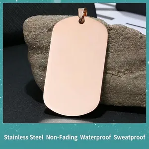 Gepolijste roségouden roestvrijstalen blanco hondentag hanger voor aangepaste DIY-gravure