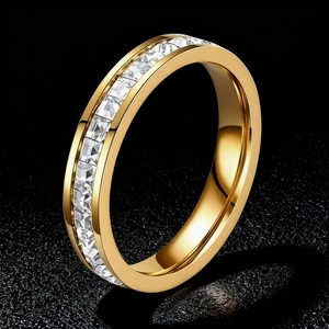 Edelstahl Strass Eternity Ring Für Damen Minimalistisch Pave Kristall Band Ring Gold Silber Roségold Modeschmuck