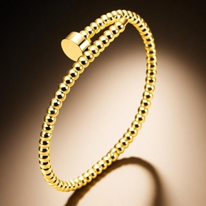 Bracciale Rigido a Chiodo con Perline in Acciaio Inossidabile Minimalista per Uomo Donna Placcato Oro Argento Gioielli di Moda