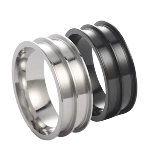 Bague en acier inoxydable de haute qualité pour hommes en argent et noir pour DIY
