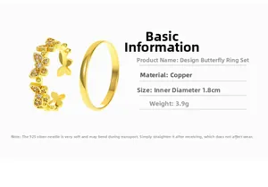 Detailed view of elegant gold butterfly ring set featuring micro-paved cubic zirconia