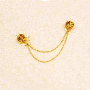 Golden cartoon fried egg chain brooch with creative letter badge and butterfly clasp