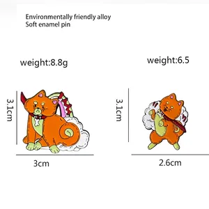 Pins en émail mignons motif chien Shiba Inu en alliage écologique pour accessoires de mode