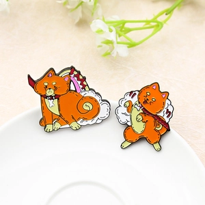 Épingle en Émail Cartoon Shiba Inu Mignonne Broche de Chien Badge en Alliage Style Japonais Animal Épingle de Revers pour Sacs à Dos Sacs Accessoires de Vêtement
