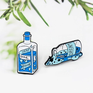 Creative Enamel Alloy Drifting Bottle Brooches Blue Dream Starry Sky Bottle Badges For Friends Gift Cartoon Lapel Pins