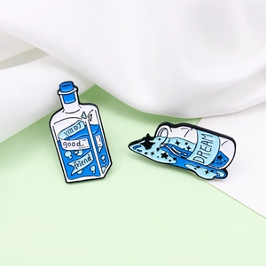 Fashion dream drift bottle alloy brooches with good friend and dream letter ribbons