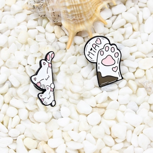 Lot de pins émaillés chat mignon et patte avec texte MIAO sur galets naturels
