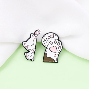 Ensemble de broches en émail chat mignon et patte sur tissu pour accessoires de mode