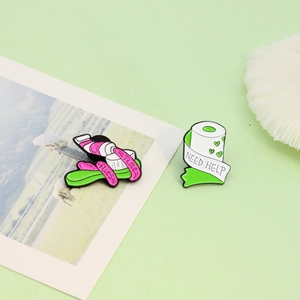 Creative Alloy Enamel Brooch Set Cartoon Heart Toilet Paper Toothbrush Toothpaste Badges Pins For Backpacks Clothing Decor