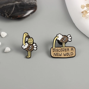 Épingle en Émail Autruche Dessin Animé Broche en Alliage Animal Badge Discover A New Wold Bijoux Décoratifs pour Femmes Hommes