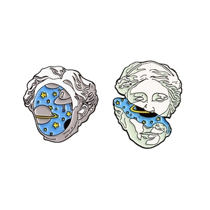 Creative alloy starry sky and split statue head enamel brooch pins for fashion clothing