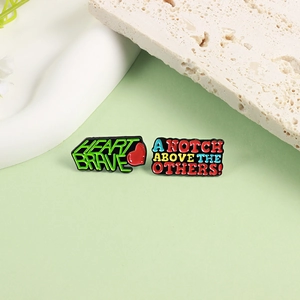 Enamel badge pins set with Heart Brave and A Notch Above The Others motivational quotes