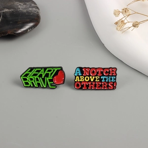 Motivational Phrase Enamel Pin Brooch Alloy Heart Brave Badge A Notch Above The Others Lettering Pin Jewelry Gift