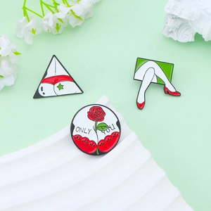 Fashion Alloy Enamel Brooch Pin Rose Flower Bikini High Heels Pattern For Valentine Gift Women Men Clothing Badge Decor