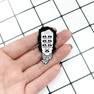 Broche en Alliage Émaillé Portrait Surréaliste Six Yeux Style Gothique Bizarre Badge pour Hommes Femmes Bijoux Décor