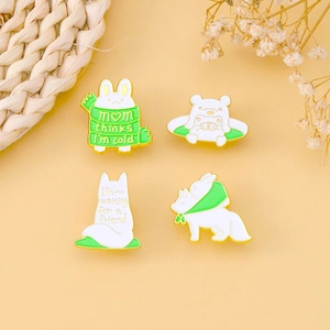 Cute Cartoon Enamel Pin Set Alloy Animal Rabbit Fox Brooch Badge For Clothing Backpack Accessories Painted Metal Jewelry Gift