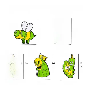 Lot d'épinglettes en émail créatives avec crâne vert et monstres bizarres pour Halloween