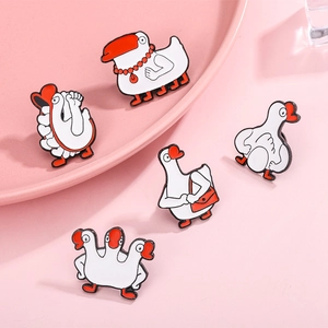 Funny Cartoon White Goose Enamel Pin Creative Animal Duck Brooch For Bags Backpacks Clothes Decoration Jewelry Accessory Gift For Men Women