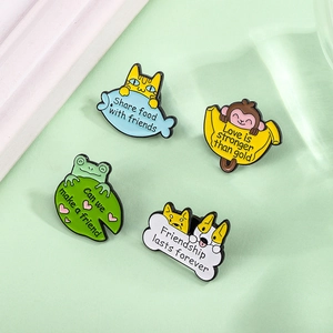 Cute Cartoon Animal Enamel Pins Zinc Alloy Monkey Banana Cat Fish Dog Bone Frog Brooches For Backpack Clothes Hats Jewelry