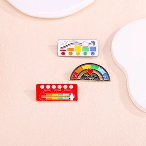 Creative adjustable social battery and mood enamel pins set with functional sliding bars