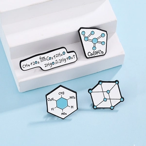 Creative Science Chemical Formula Molecular Structure Enamel Pin Alloy Brooch Badge For Students Teachers Lab Gear Gift