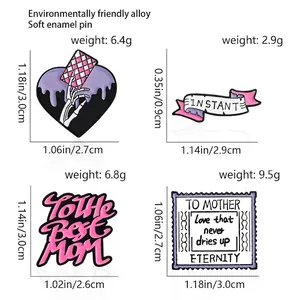 Creative alloy enamel badges featuring heart skeleton hand and Mother's Day themes