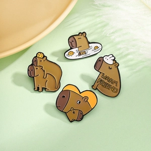 Cute Capybara Enamel Pin Cartoon Animal Zinc Alloy Brooch Badge Heart Jewelry Decoration Gift For Unisex Backpack Clothes