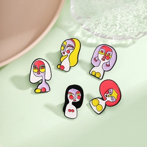 Picasso Inspired Abstract Face Enamel Brooch Zinc Alloy Cubism Portrait Badge Pin For Women Clothes Backpack Decoration Accessory
