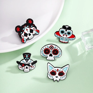 Mexican Day Of The Dead Sugar Skull Enamel Pin Zinc Alloy Cartoon Mask Brooch For Clothes Backpack Jewelry Gift Unisex