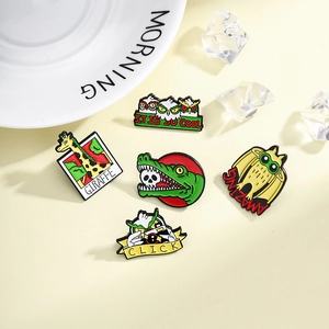 Creative giraffe and owl enamel pins set with colorful animal cartoon designs