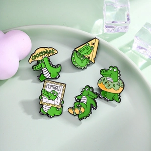 Creative Cartoon Crocodile Enamel Pin Funny Animal Brooch For Clothes Bag Cute Zinc Alloy Badge Jewelry Accessory