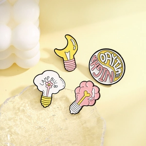 Kreatives Emaille-Pin-Set mit einzigartigen Glühbirnen-Designs in sanften Pastellfarben