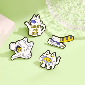 Ensemble de Broches en Émail Chat Créatif Dessin Animé Animal Broche Four Machine à Laver Arrosoir Alliage Badge pour Vêtements Sac