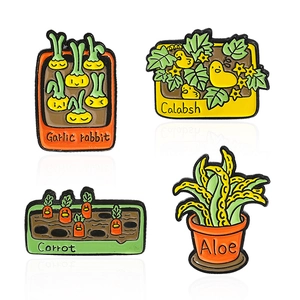 Set di 4 spille creative in smalto con disegni di carote e coniglio all'aglio carini