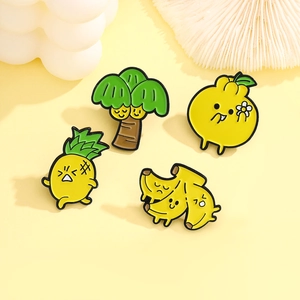 Lot de pins en émail aux motifs de fruits amusants avec ananas noix de coco et banane