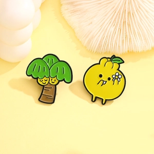 Ensemble de broches en émail dessin animé noix de coco et fruits en alliage métallique coloré