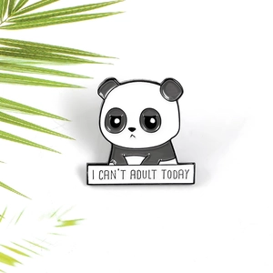 Broche Panda Dessin Animé En Émail I Can't Adult Today Broche En Alliage De Zinc Badge Pour Sac À Dos Vêtements Décoration Cadeau
