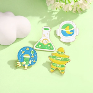 Wissenschaft Weltraum Astronaut Helm Teleskop Flasche Emaille Brosche Pins Für Kleidung Rucksack Zinklegierung Revers Abzeichen Schmuck
